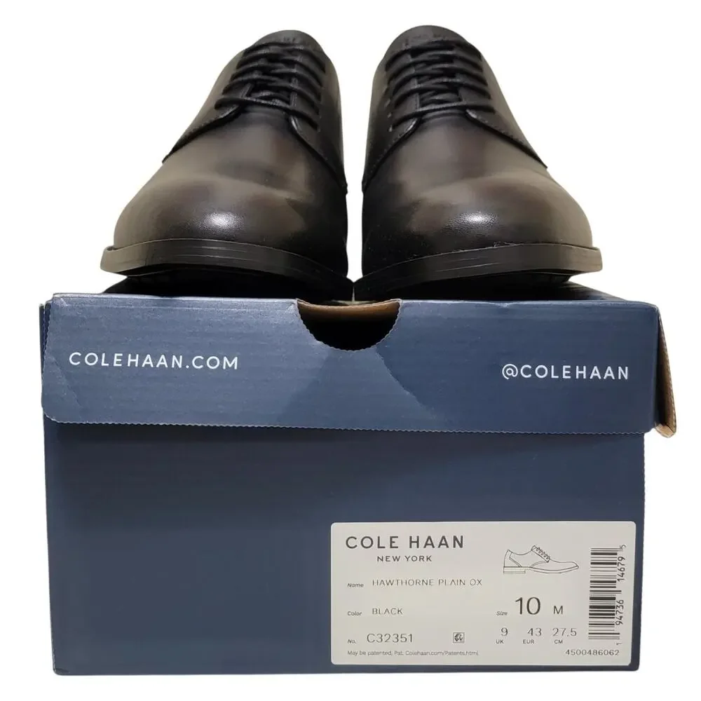 Cole Haan Men Hawthorne Plain Toe Dress Oxfords Size US 10M Black Leather